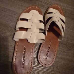 Lucky Brand Women's Cream Leather Sandals